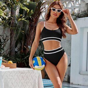 🖤👻🖤👻🖤👻BMJL Women's High Waisted Bikini Ribbed Two Piece 🖤👻🖤👻🖤👻